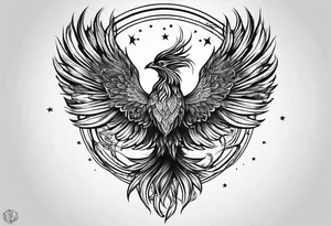 Small phoenix rising up. For mom memory. Little details tattoo idea