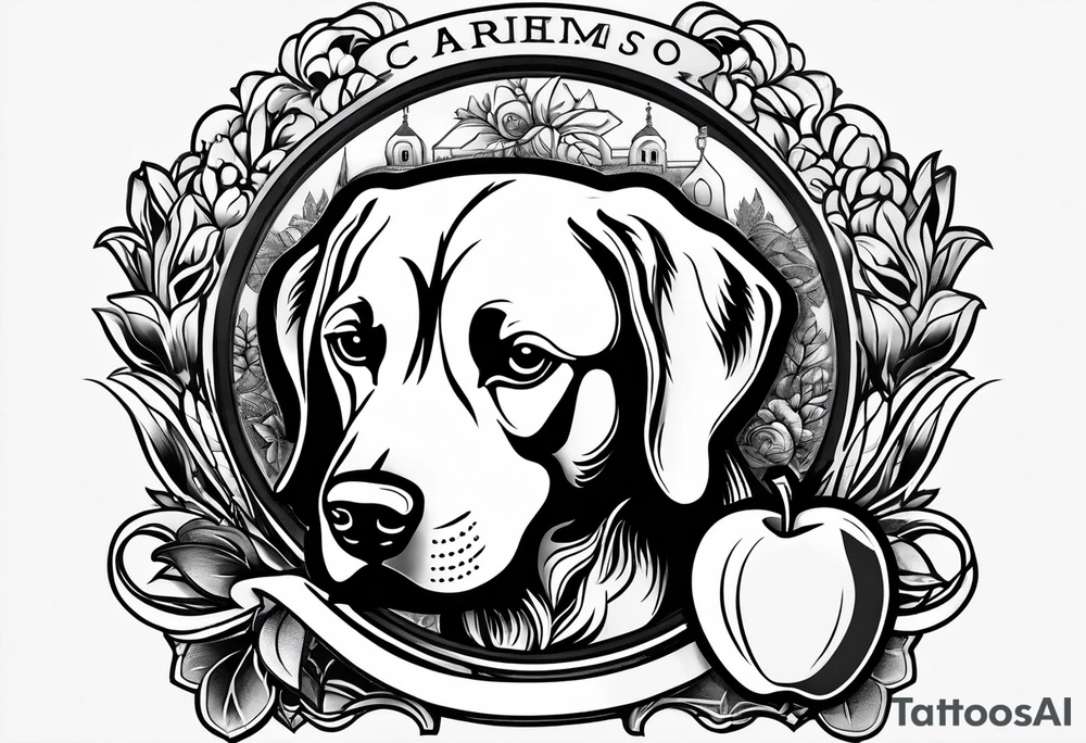 Teacher Apple and black Labrador tattoo idea