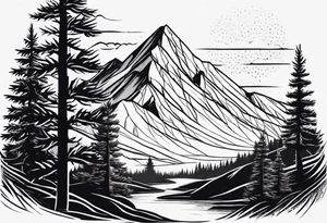small mountain and trees tattoo idea
