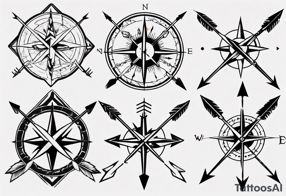 hunting arrow with compass tattoo idea