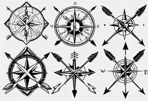 hunting arrow with compass tattoo idea