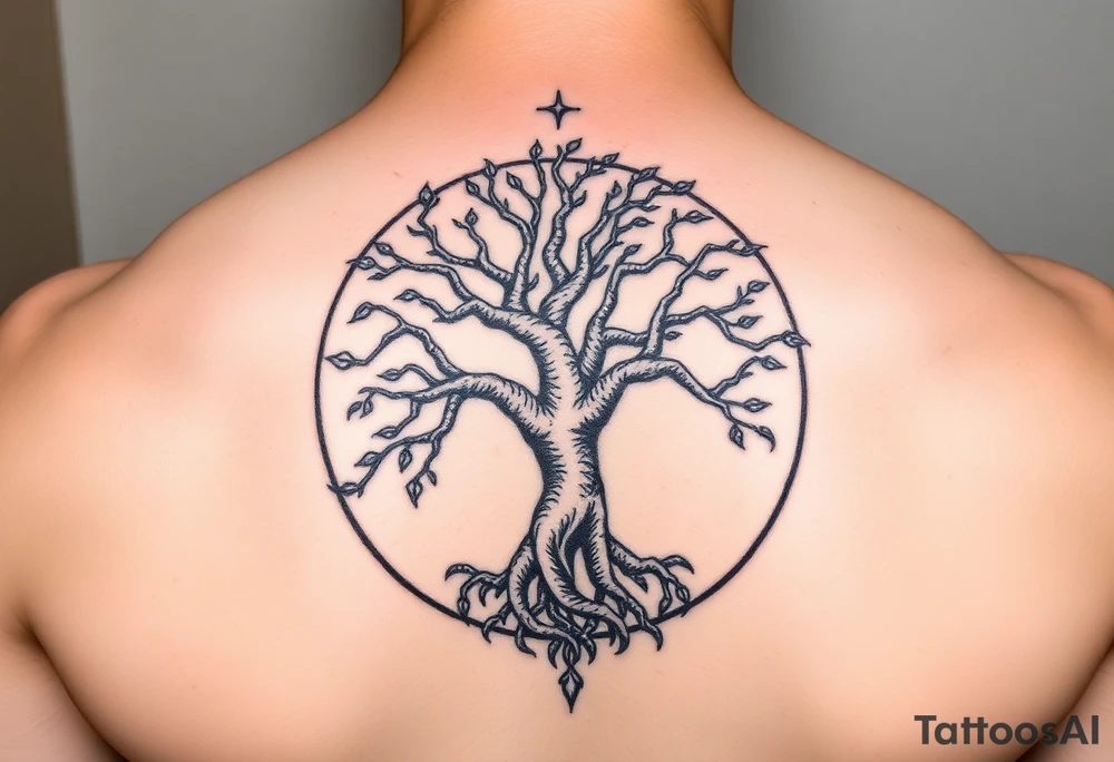 tree of life with a dragon encircling it. tattoo idea