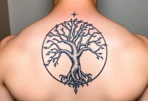 tree of life with a dragon encircling it. tattoo idea