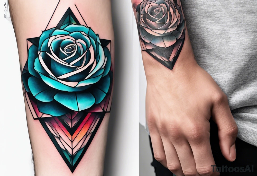 forearm tattoo, geometric rose, subtle, men, tattoo idea