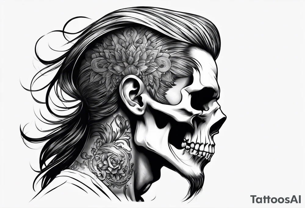 Male skull decaying side view hair tattoo idea Male skull decaying side view hair tattoo idea