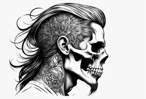 Male skull decaying side view hair tattoo idea