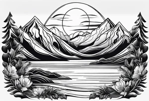 Sun, sea, mountain tattoo idea