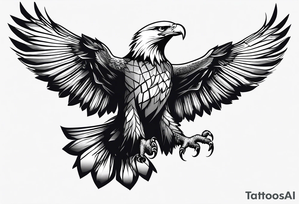 eagle full body fly vector tattoo idea