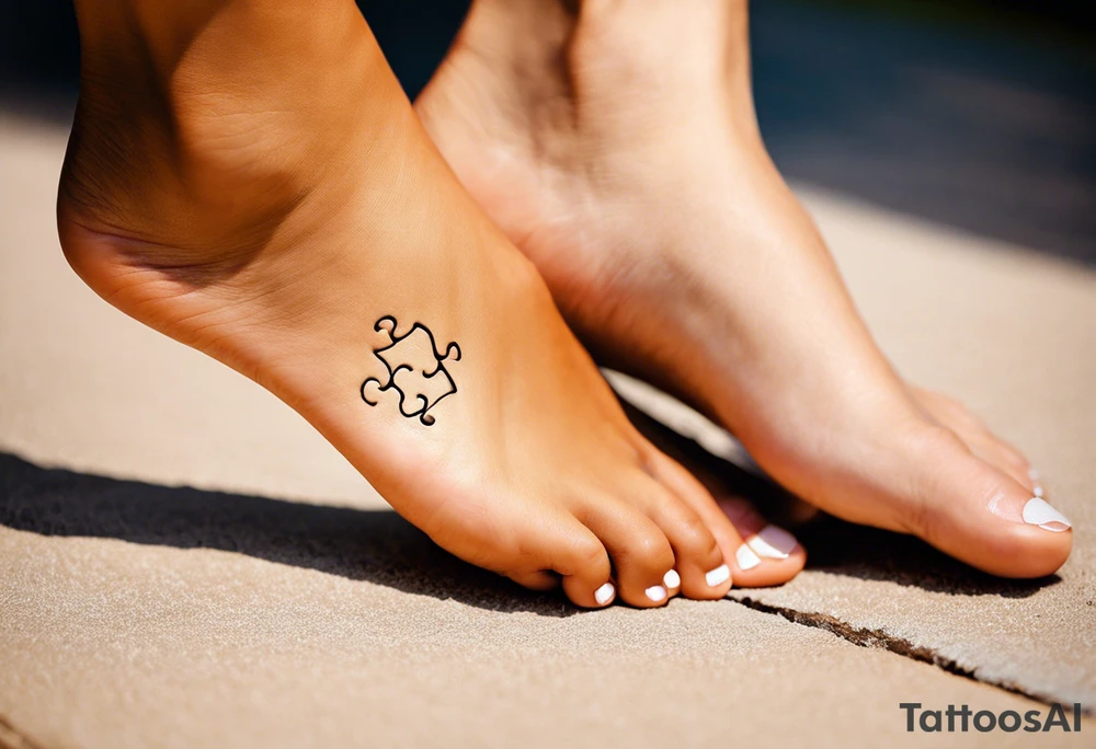 Puzzle Piece: A fine, clean outline with no shading, keeping the design light and elegant. Two pieces connected. 
Handwritten Text: inside the puzzle piece, your sister’s words “to my favorite sister,” carefully preserving the integrity of her handwriting.
This will create a balanced, meaningful design that's simple yet full of emotion—perfect for a small ankle tattoo. tattoo idea