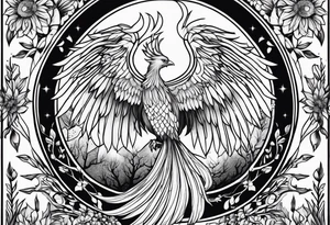 Phoenix with virgo and tree tattoo idea