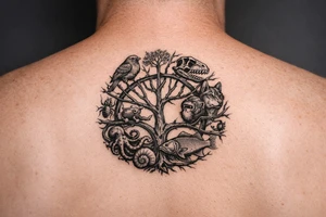 species phylogeny circle as tree branches tattoo idea