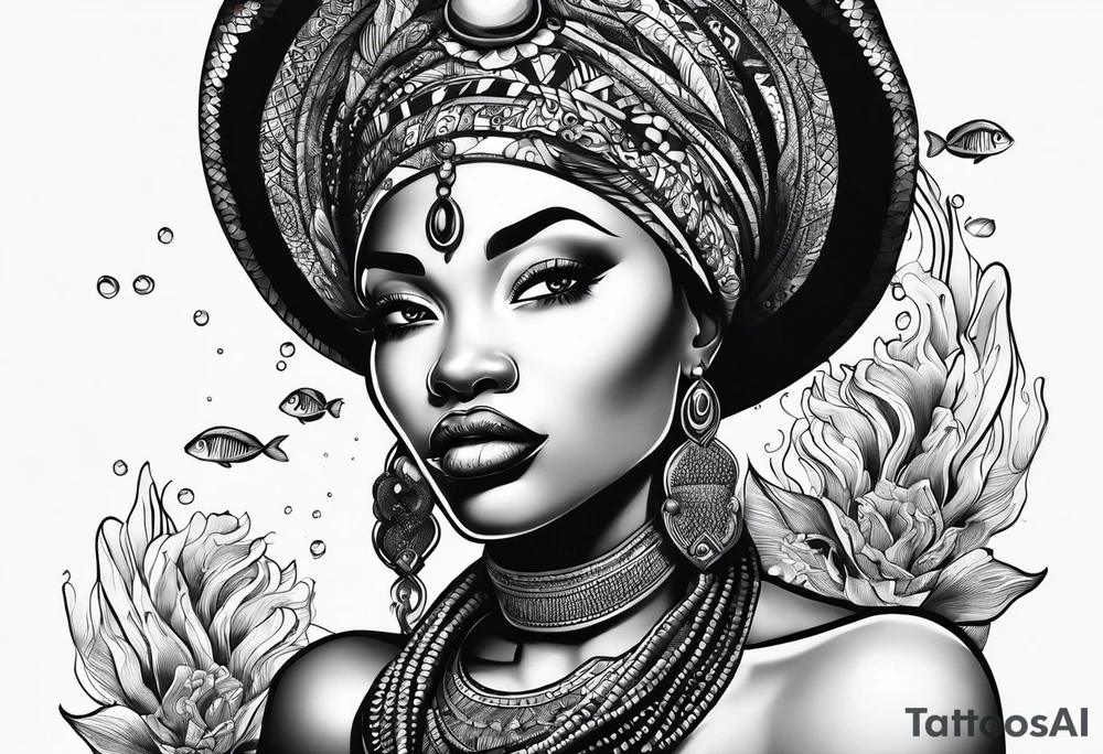 Mami wata african underwater small tattoo idea