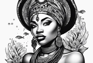 Mami wata african underwater small tattoo idea