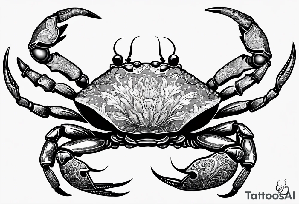 Crabs en blanco en negro con numero 69 tattoo idea