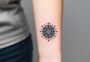 Bio-Mechanical internal computer, binary code, symbolism for 6 kids, 5 boys and youngest is a girl tattoo idea