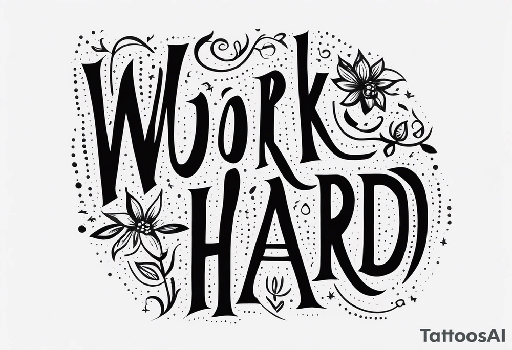 I want a tattoo containing the following two words "work hard" and "play hard". tattoo idea