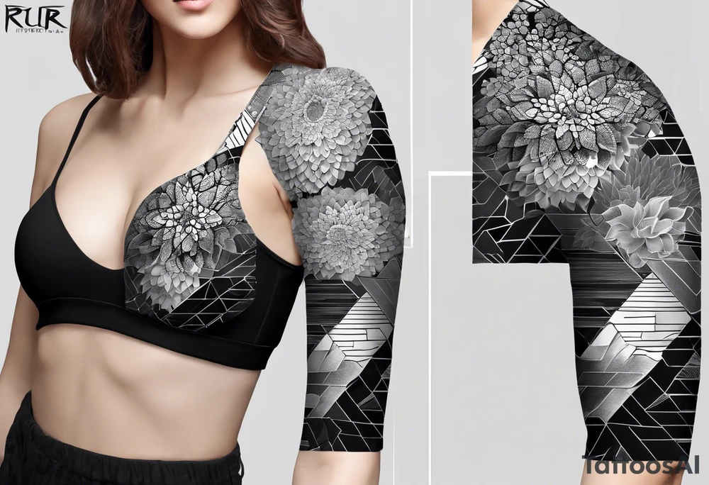 Nature theme. Realistic and geometric style. Black and white color. It will go up the left arm, starting from the elbow, passing through the shoulder and going to the upper left half of the back, also taking in a little of the left breast.

The design would be as follows: rising from the left elbow with feathers moving in the wind, interacting in space with tree branches with leaves, also under the influence of the movement of the wind, which can also be represented. As the arm rises, rays also appear and, approaching the shoulder, a vortex of energy from which the feathers come reveals the head of an owl located on the left chest. On the back, the tree branches reach and enter a more solid geometry that refers to the earth in a psychedelic way, mixing various elements that refer to the energy of creation, birth, earth house, spiral, symbols of community, all together as an implosion that represents where life comes from and some chain breaking. tattoo idea