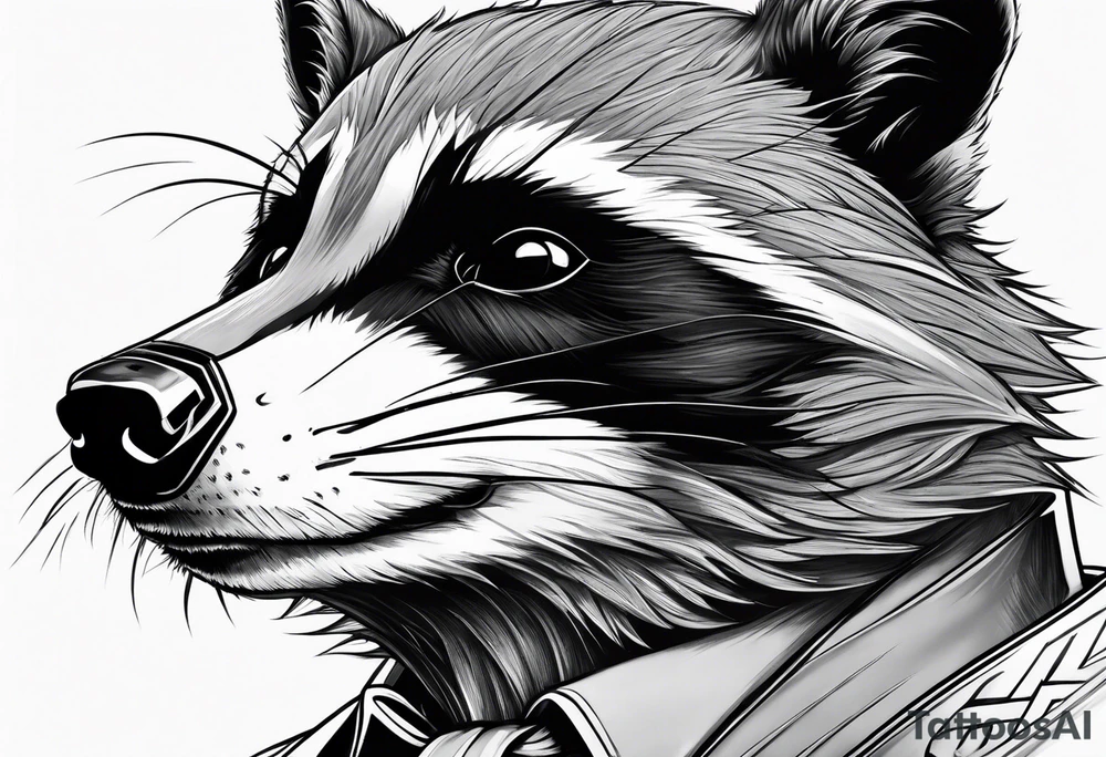 Superman raccoon in realism smoke tattoo idea