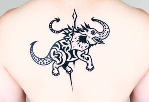 Axolotl riding an elephant tattoo idea