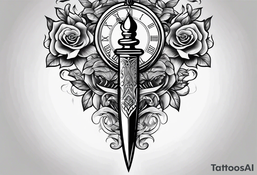 dagger with hour glass tattoo idea