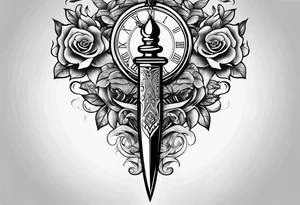 dagger with hour glass tattoo idea
