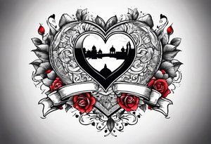Heart with banner that says Anjay + Gurbux Forever tattoo idea