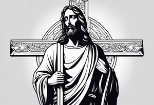 Jesus holding cross tattoo idea