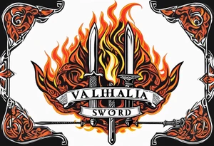 valhalla sword  funeral on fire tattoo idea