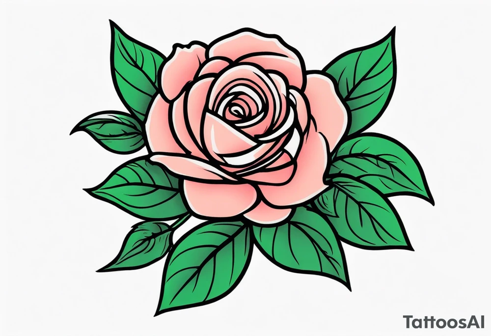 traditional rose green tattoo idea
