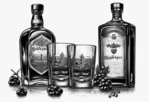 Canadian whiskey and glass and dog tags tattoo idea