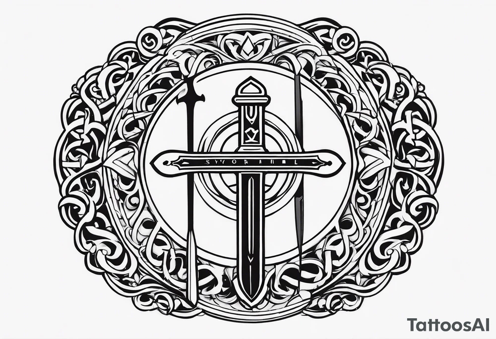 sword Valhalla circle tattoo idea