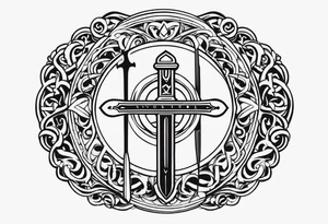 sword Valhalla circle tattoo idea