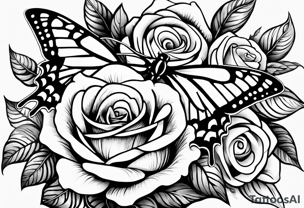 Weiße fliegende Taube mit Rose tattoo idea