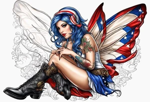 Patriotic fairy with combat boot on tattoo idea