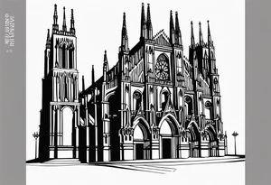 jack skellington leaning against milan cathedral and the date June 07, 2023 tattoo idea