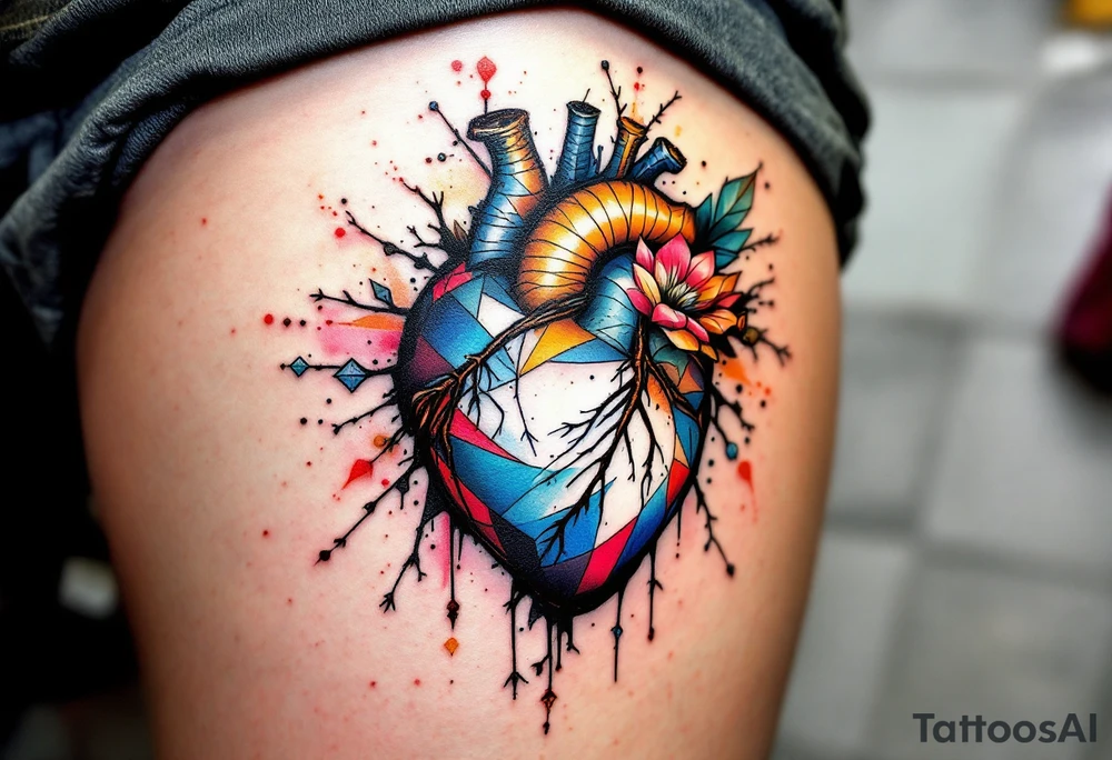 antomically percise heart including colors tattoo idea