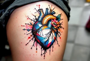 antomically percise heart including colors tattoo idea