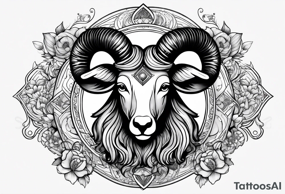 Aries zodiac with name Grace Elizabeth tattoo idea