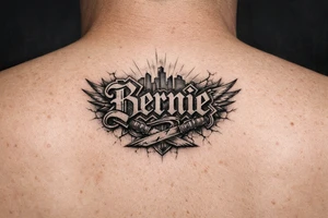 Name Bernie 
in front of neck tattoo idea