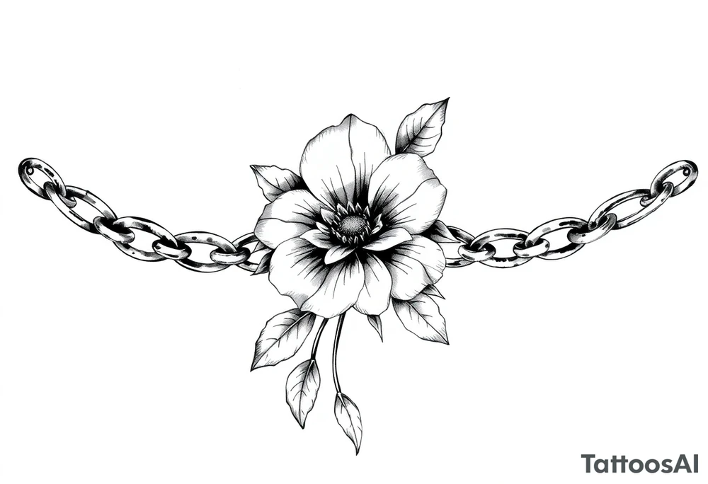 Chain and flower inside tattoo idea