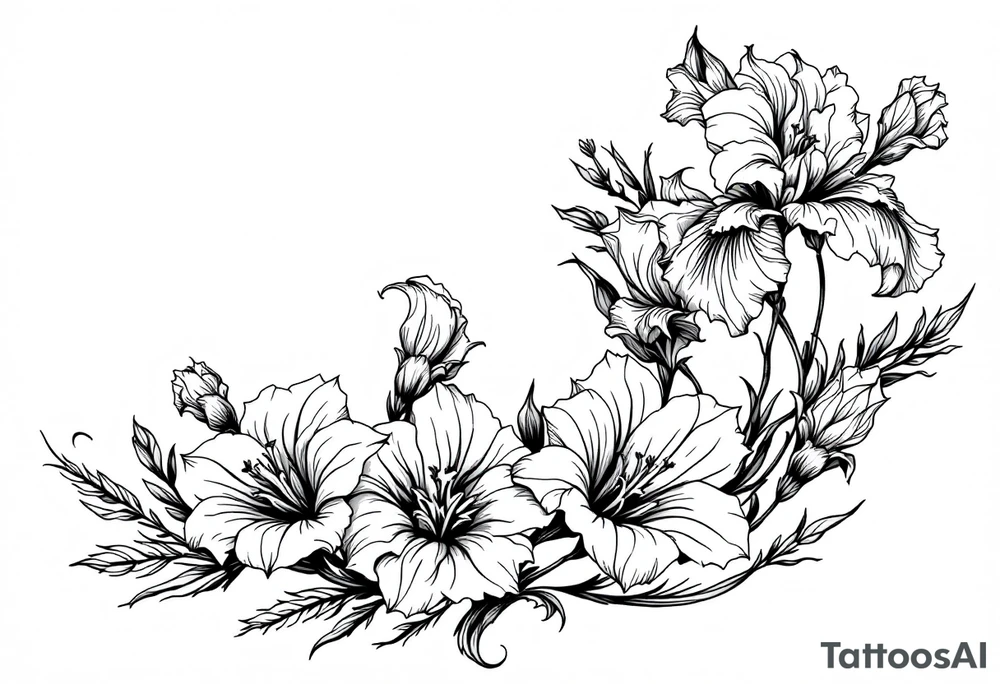 Irises flowers ornement forearm tattoo idea