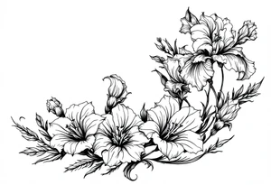 Irises flowers ornement forearm tattoo idea