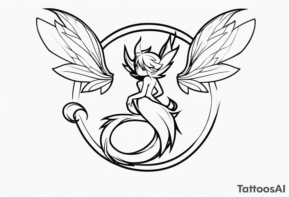 A fairy with a tail inspired by the Fairy Tail anime guild logo tattoo idea