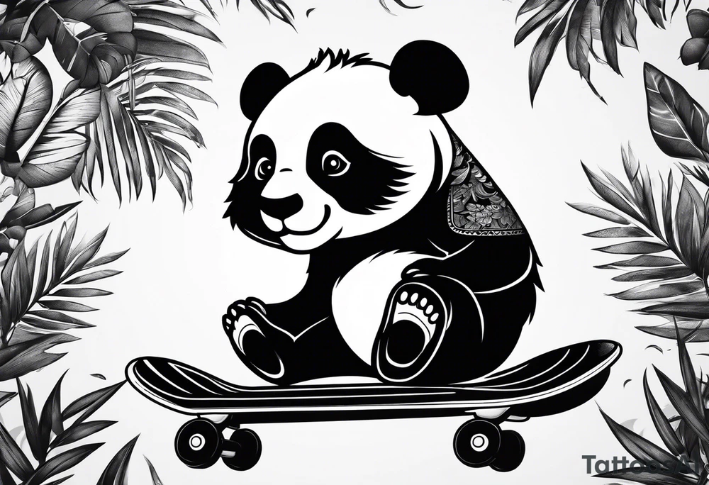 panda on a skatebord tattoo idea