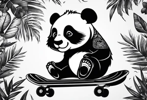 panda on a skatebord tattoo idea