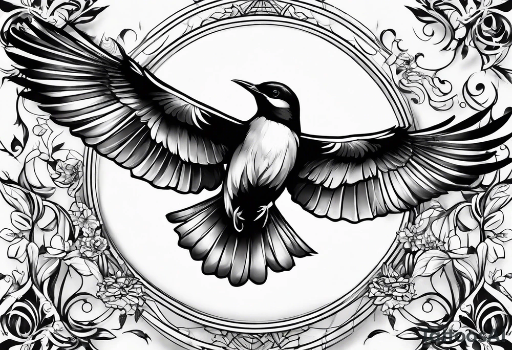 bird flying tattoo idea