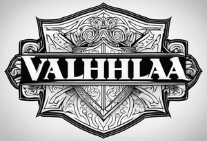 Valhalla steps shield sword tattoo idea