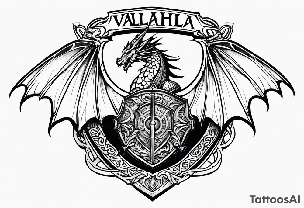 Valhalla sword ship dragon shield tattoo idea