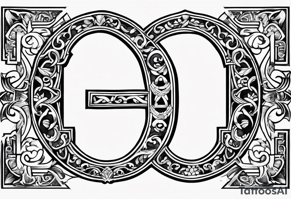 Greek Capital Letter Omega symbol black mmetal style tattoo idea