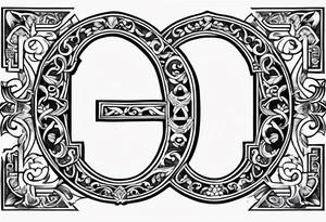 Greek Capital Letter Omega symbol black mmetal style tattoo idea